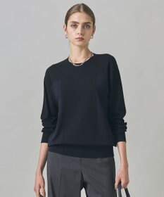 ICB 【洗える】マットヴィスコースポリエステル ブロッキングニット