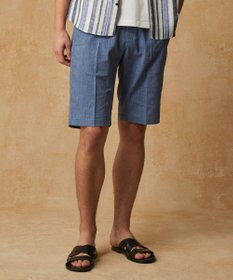 JOSEPH ABBOUD 【ウエストも伸びる/清涼/ストレッチ】ストレッチリネンシャンブレーショートパンツ