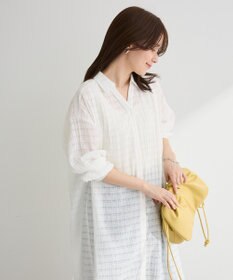 Green Parks シアーチェックシャツワンピース