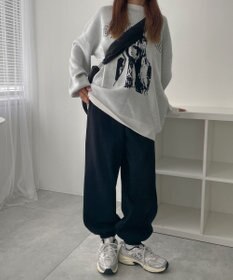 WEGO 【あったか/ウエストゴム】裏起毛スウェットジョガーパンツ