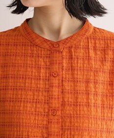 Green Parks シアーチェック７分袖シャツ