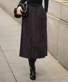 自由区 L 【17号サイズまで展開・SHIHOさん着用】ソフトコーデュロイ スカート ブラック
