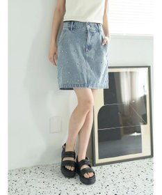 earth music&ecology ビジューデニムミニスカート