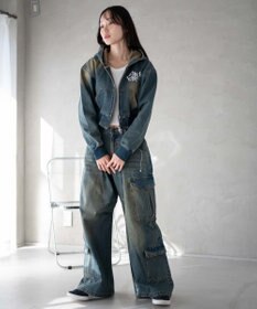 WEGO ヴィンテージウォッシュバギーカーゴパンツ