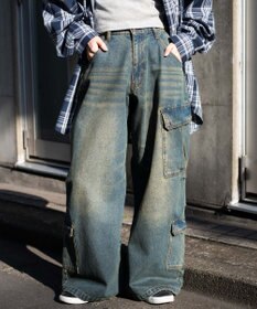 WEGO ヴィンテージウォッシュバギーカーゴパンツ