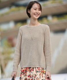 自由区 【XSサイズ～/洗える】リネンミドルゲージボートネック ニット