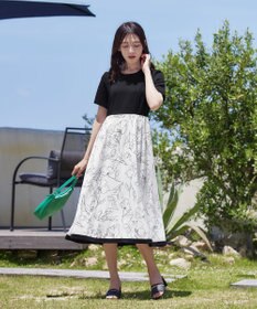 Tiaclasse 【小倉優子さん着用・新色追加・洗える】モノトーンフラワープリントワンピース