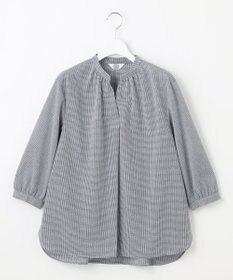 J.PRESS LADIES 【洗える】リネンminiチェック バンドカラー プルオーバー ブラウス