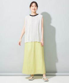 SHARE PARK LADIES 【洗える】リネンレーヨンコーティングウォッシュスカート