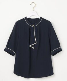 ANY SIS L 【洗える】バイカラーラッフルボウ ブラウス