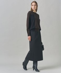 ICB 【CLASSY.掲載・裏起毛】 ウォームサテン Iラインスカート