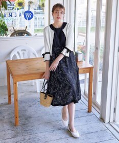 Tiaclasse 【小倉優子さん着用・新色追加・洗える】モノトーンフラワープリントワンピース