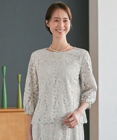 自由区 【XSサイズ～/洗える/セット可】フラワーコードレース ペプラムブラウス