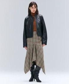 BEIGE， 【andGIRL 秋号掲載】CLYDE / ステッチデザインラムレザーブルゾン