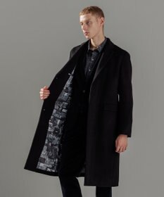 JOSEPH HOMME グロッシーウール 　チェスターコート　＜裏地：フォトコラージュプリント＞