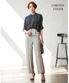 ICB 【人気のため新色追加・WEB限定カラーあり】BackSatinAmunzen 5分袖バンドカラーブラウス