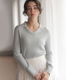 組曲 S ラメリブポロ襟 ニット