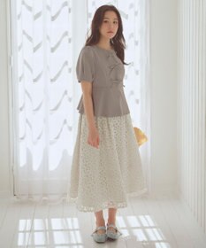 Feroux フラワー刺繍 フレアスカート