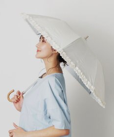 MOONBAT 【晴雨兼用日傘】LANVIN en Bleu (ランバン オン ブルー) 折りたたみ日傘 ドビーフリル 遮光 遮熱 UV