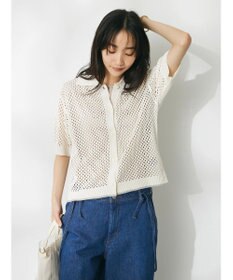 CRAFT STANDARD BOUTIQUE 配色メッシュニットカーディガン