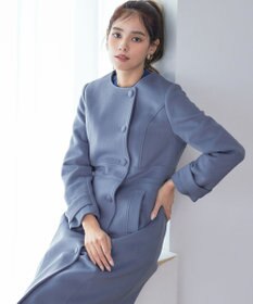 Tiaclasse 【ウール95%】ノーカラー包みボタンAラインコート