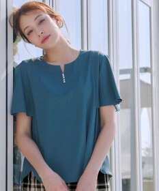 Tiaclasse 【洗える】ブラウス見えフレアスリーブカットソー