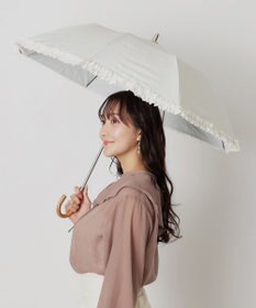 MOONBAT 【晴雨兼用日傘】LANVIN en Bleu (ランバン オン ブルー) 折りたたみ日傘 ドビーフリル 遮光 遮熱 UV