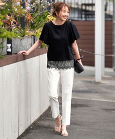 ANY SIS 【シルクタッチさら魅せTシャツ】袖フレア プルオーバー