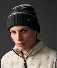 JOSEPH ABBOUD MOUNTAIN ラム×モールジャカード ニットキャップ グレー系7