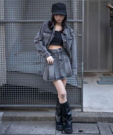 WEGO デニムプリーツミニスカート