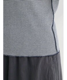 Green Parks メローリブ５分袖ボーダープルオーバー