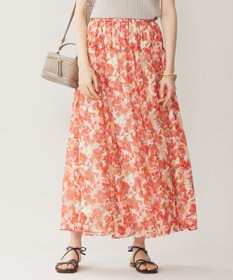 自由区 【ウエストゴム・洗える】オルタンシアフルールプリント スカート