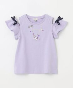 ANY KIDS 刺繍 オン・オフショルダー Tシャツ