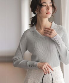 組曲 ラメリブポロ襟 ニット