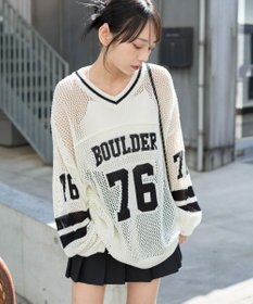 WEGO ナンバリングメッシュニットプルオーバー