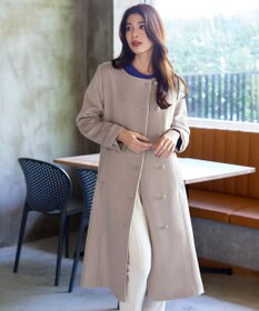 Tiaclasse 【ウール95%】ノーカラー包みボタンAラインコート