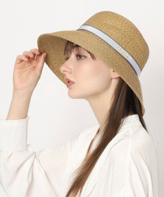 MOONBAT 【洗える】FURLA(フルラ)  ロゴ刺繍リボン 天然ハット