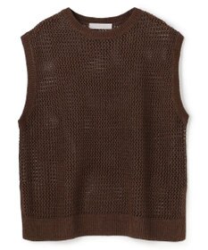UNFILO リネンペーパー メッシュニット ベスト ブラウン