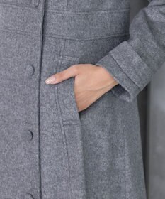 Tiaclasse L 【ウール95%】ノーカラー包みボタンAラインコート