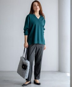 23区 L 【Lサイズ限定/洗える】ヴィスコースストレッチ Ｖネック ニット