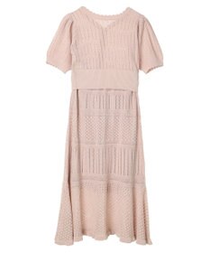 earth music&ecology ２点ＳＥＴ透かし編みカーディガン＋裾フレアスカート