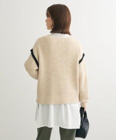 Green Parks Ｍｉｘ配色畦ニットプルオーバー