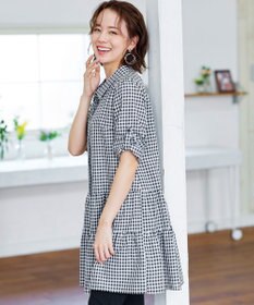 Tiaclasse L 【洗える】1枚で大人華やぐ2段ティアードシャツチュニック