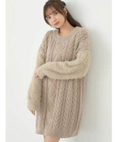 earth music&ecology 袖ファーケーブルミニワンピース