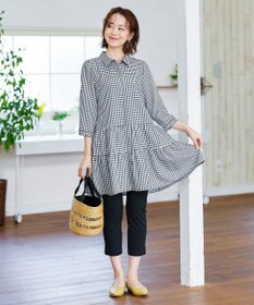 Tiaclasse L 【洗える】1枚で大人華やぐ2段ティアードシャツチュニック