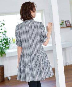 Tiaclasse L 【洗える】1枚で大人華やぐ2段ティアードシャツチュニック