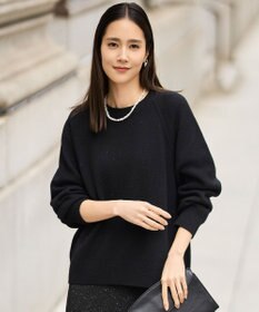 自由区 【カタログ掲載】ウールカシミヤブレンドスパンコールラグランスリーブ ニット ブラック