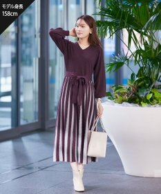 Tiaclasse 【洗える】レース編みニットフレアワンピース