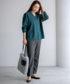 23区 L 【Lサイズ限定/洗える】ヴィスコースストレッチ Ｖネック ニット