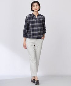 J.PRESS LADIES 【セットアップ対応・洗える】セルロースリネンストレッチ テーパード パンツ